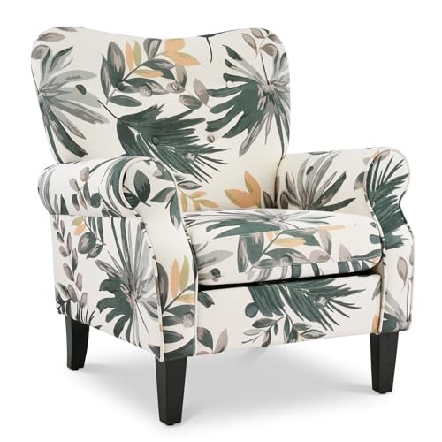 YOLENY Mid-Century Wingback Arm Chair, Fabric with Wood Legs