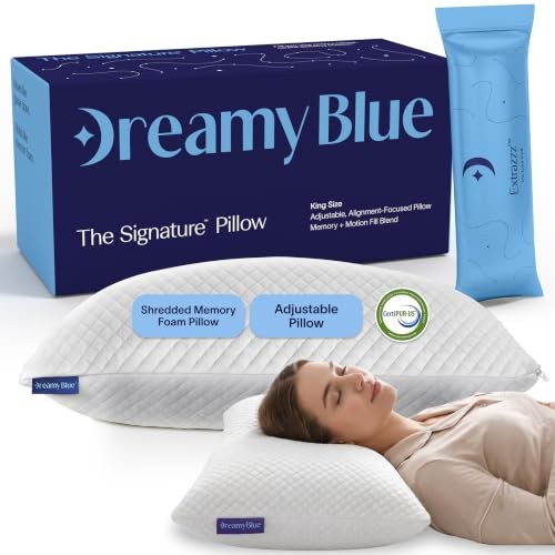 DreamyBlue Signature Adjustable Shredded Memory Foam Pillow, Queen