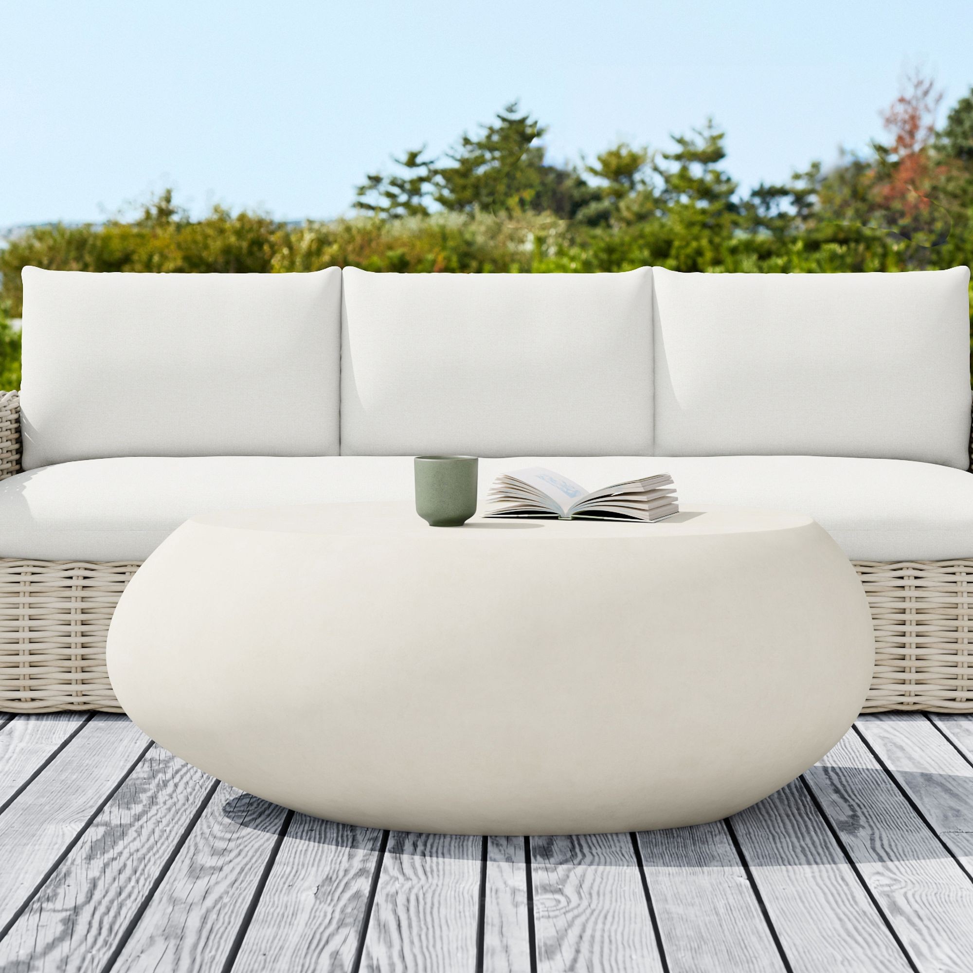 West Elm Pebble Coffee Table smooth organic form