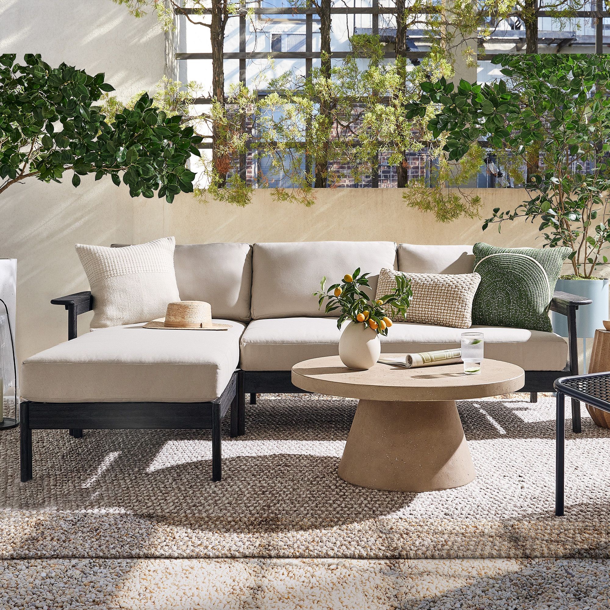 West Elm Playa Outdoor Reversible Sectional on deck