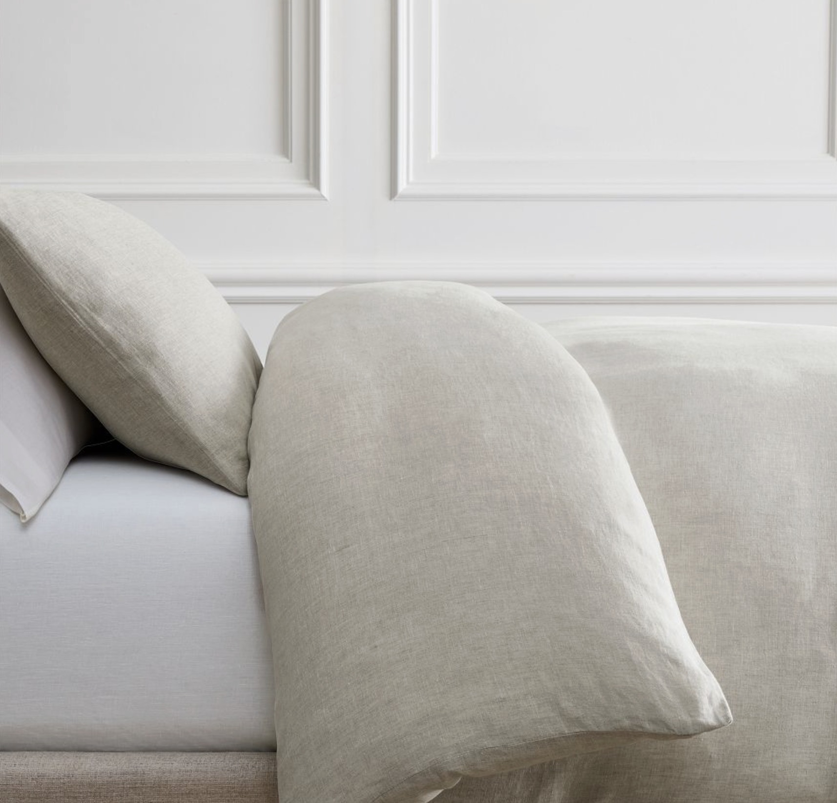 West Elm European Flax Linen Duvet Cover and Shams styled on bed